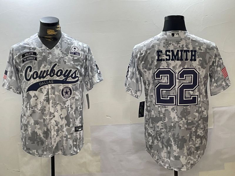 Men Dallas Cowboys #22 E.Smith Nike Arctic Camo 2024 Salute to Service Limited NFL Jersey style 6->dallas cowboys->NFL Jersey